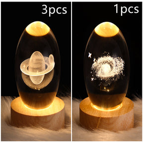 LED Night Light Galaxy Crystal Ball Table Lamp 3D Planet Moon Lamp The Khan Shop