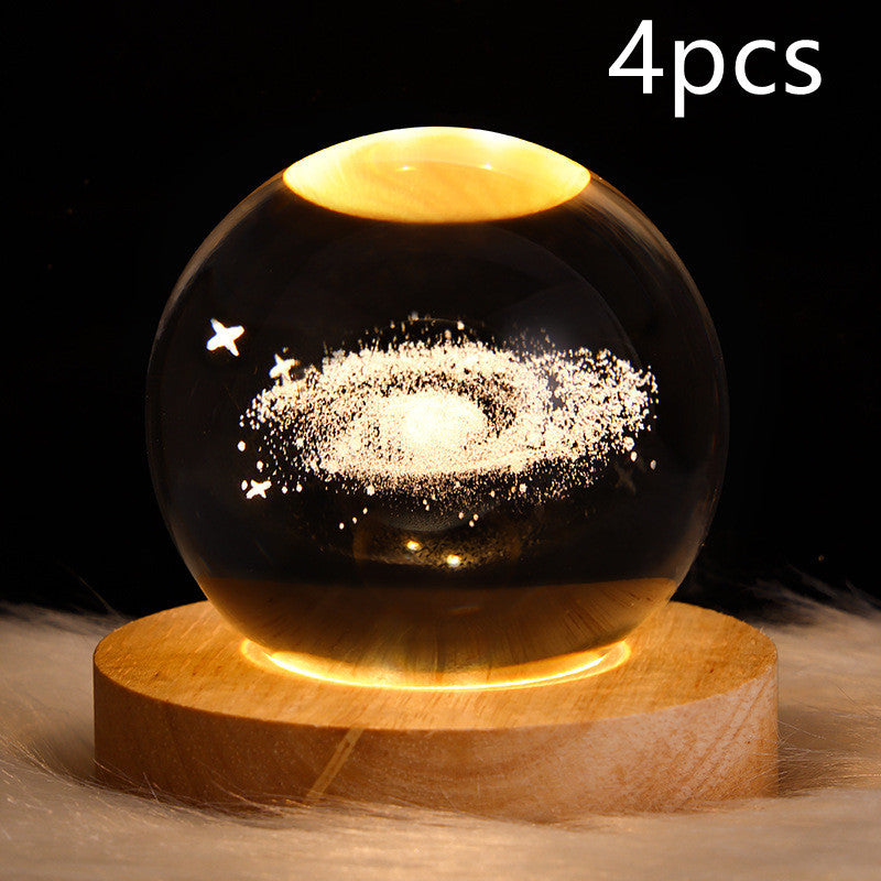 LED Night Light Galaxy Crystal Ball Table Lamp 3D Planet Moon Lamp The Khan Shop