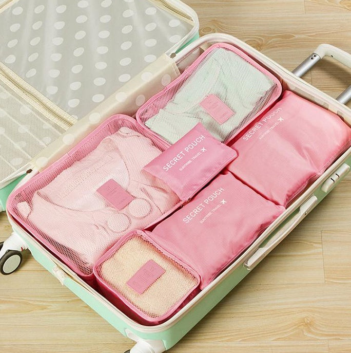 Durable Waterproof Nylon Packing Cube Travel Organizer Bag  Cosmetics Organizer Pink The Khan Shop