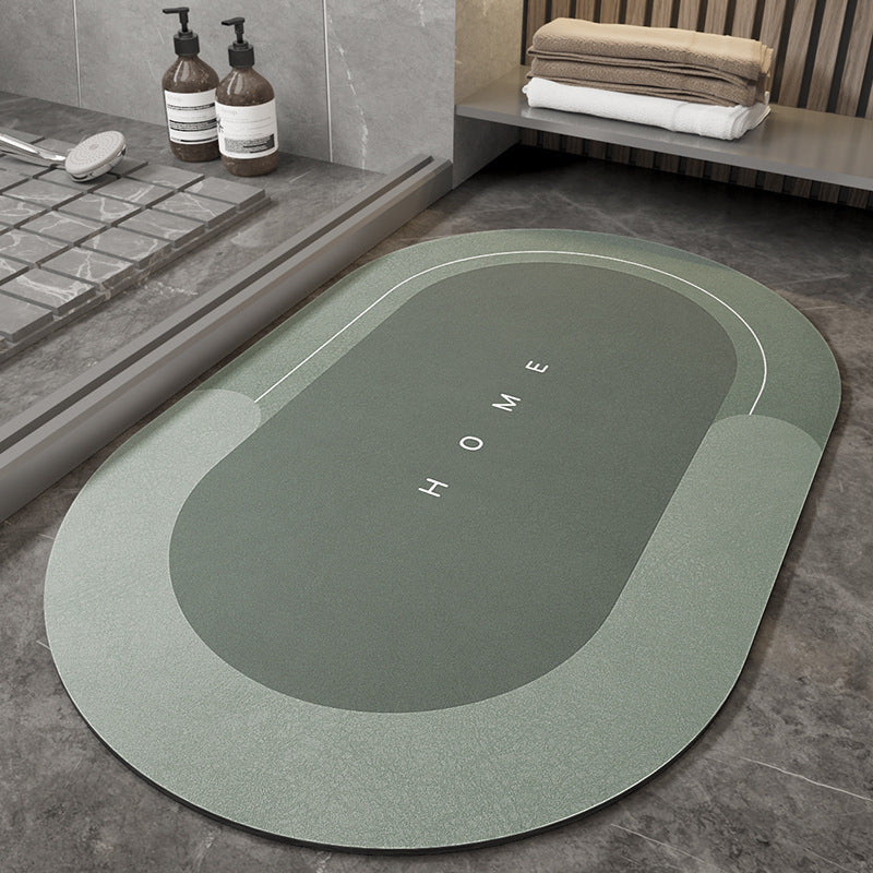 Cushion Cushion Bathroom Sliding  Door  Floor  Bathroom Foot Mat  Bathroom Accessories Green-Oval-50x80cm The Khan Shop