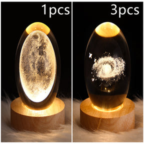 LED Night Light Galaxy Crystal Ball Table Lamp 3D Planet Moon Lamp The Khan Shop