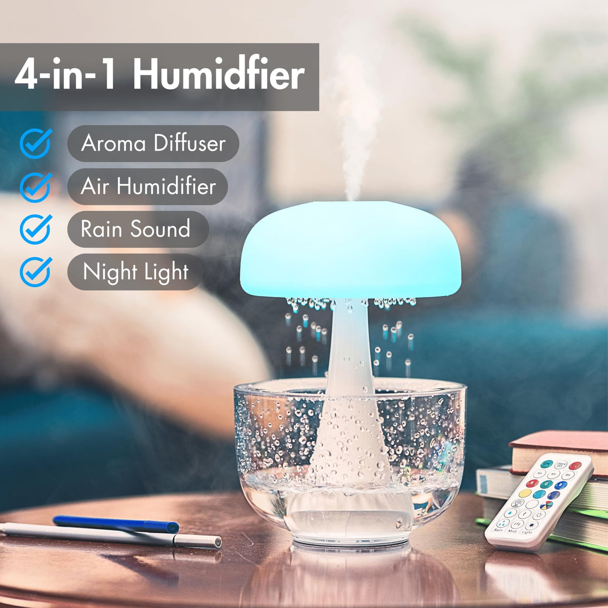 Jellyfish Raindrop Humidifier Ultrasonic Atomization Seven-color Ambience Light The Khan Shop