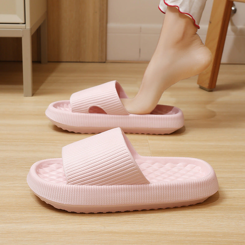 Summer EVA Slippers Solid Color Rhombus Stripe Anti-slip Slippers New Women's Home Shoes The Khan Shop