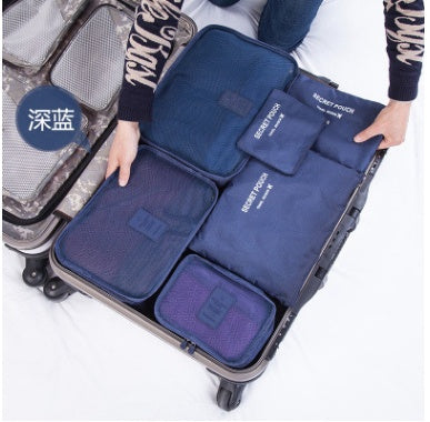 Durable Waterproof Nylon Packing Cube Travel Organizer Bag  Cosmetics Organizer Navy The Khan Shop