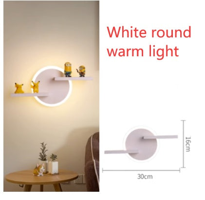Minimalist art living room wall decoration lamps  Wall Decoration White-round-warm-light The Khan Shop