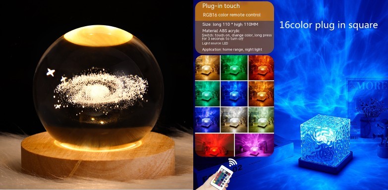 LED Water Ripple Ambient Night Light USB Rotating Projection The Khan Shop