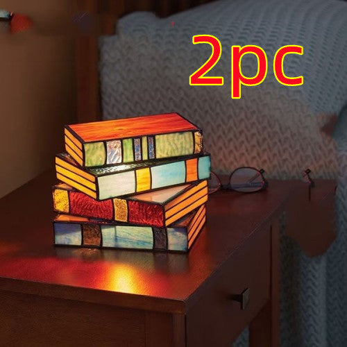 Stacked Books Lamp Nightstand Desk Lamps  Table Lamps Plastic-Style-2PCS The Khan Shop
