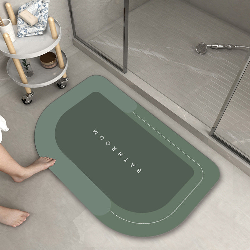 Cushion Cushion Bathroom Sliding  Door  Floor  Bathroom Foot Mat  Bathroom Accessories Green1-Oval-50x80cm The Khan Shop
