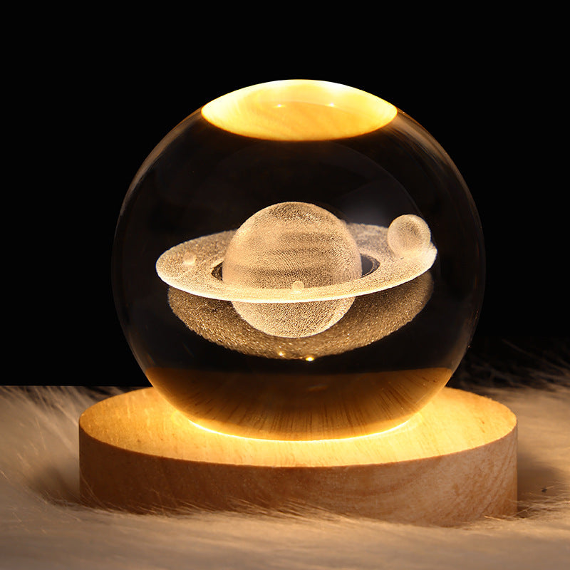 LED Night Light Galaxy Crystal Ball Table Lamp 3D Planet Moon Lamp The Khan Shop