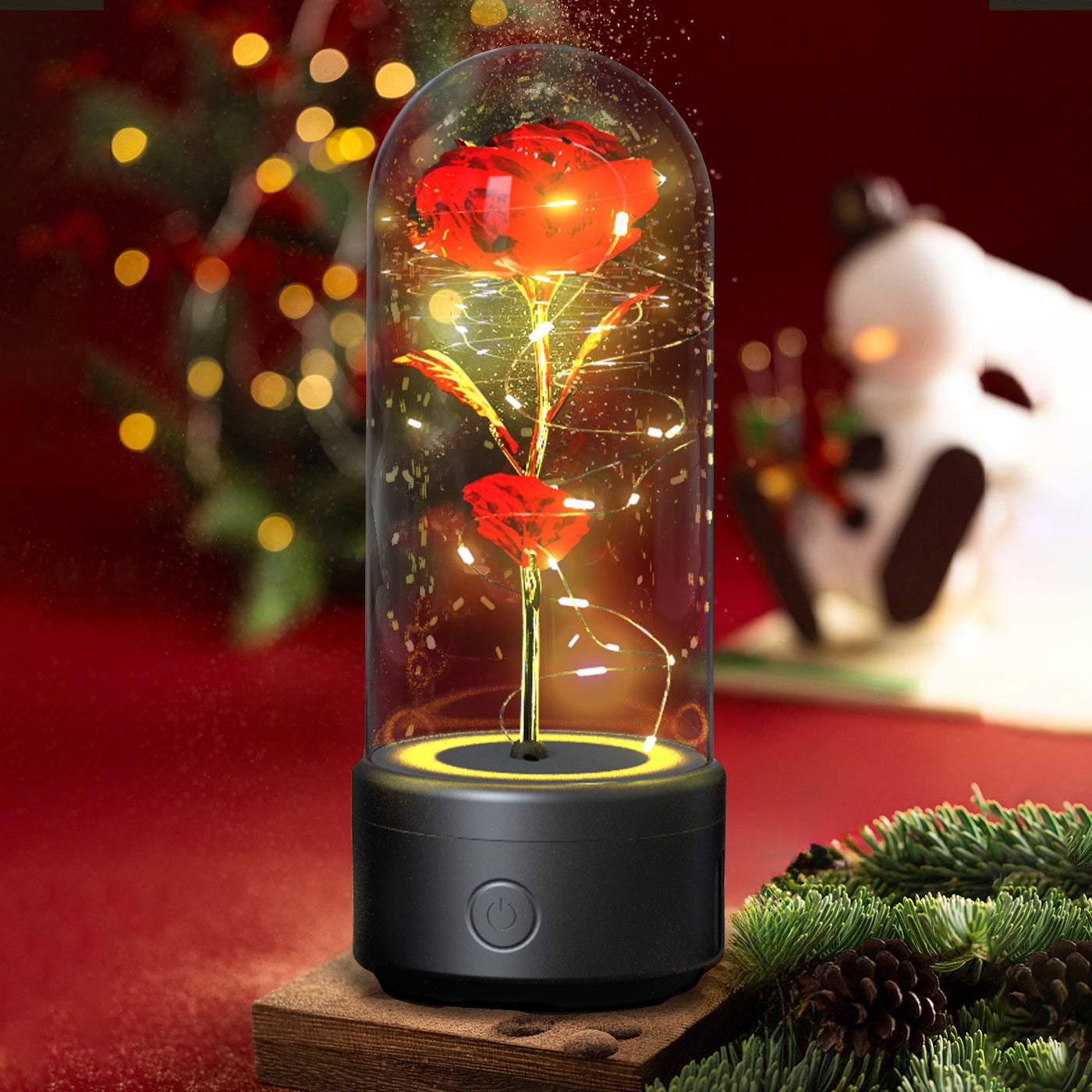 Creative 2 In 1 Rose Flowers LED Light And Bluetooth Speaker Valentine's Day The Khan Shop