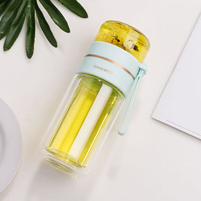 Glass Water Bottle With Tea Infuser Filter  Air Conditioner Green-400ml The Khan Shop