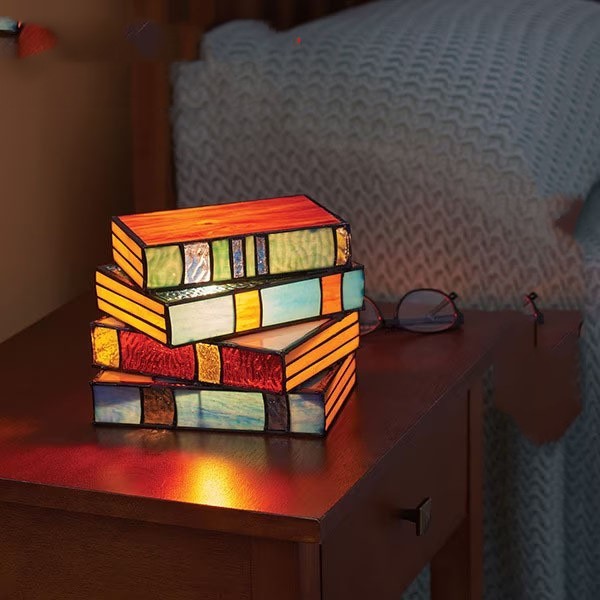 Stacked Books Lamp Nightstand Desk Lamps  Table Lamps Plastic-Style-1PCS The Khan Shop