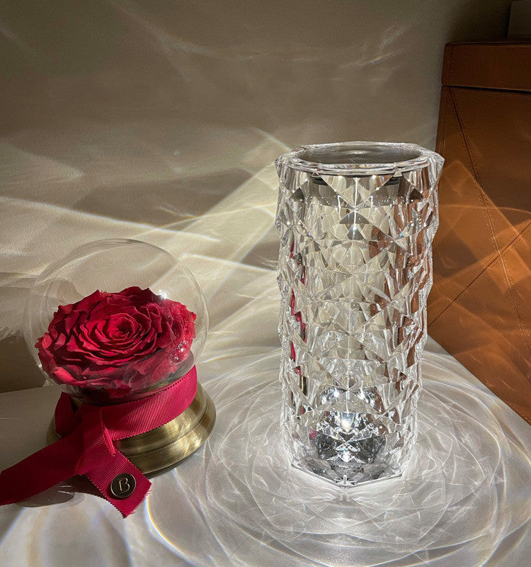 Romantic LED Rose Diamond Table Lamps  Table Lamps Rechargeable-Threecolor-touch-1PC The Khan Shop