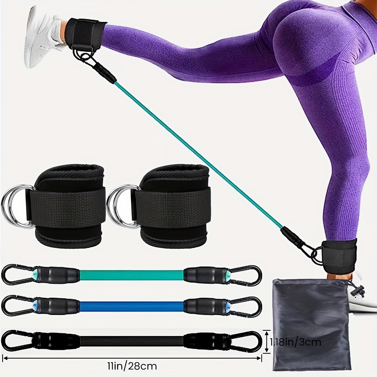 5pcs/set, Fitness Resistance Bands With Ankle Buckles KHAN SHOP LLC Fitness