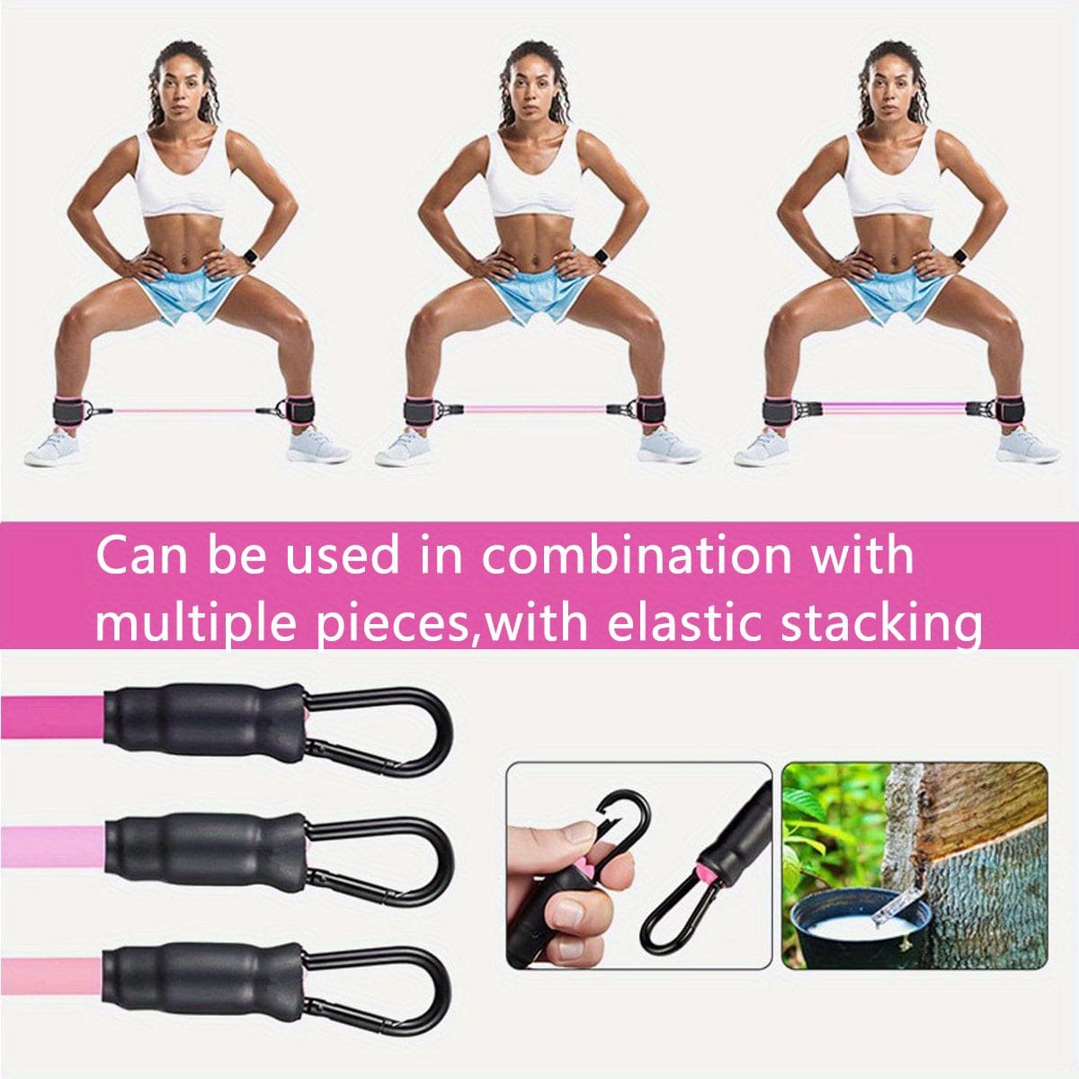 5pcs/set, Fitness Resistance Bands With Ankle Buckles KHAN SHOP LLC Fitness