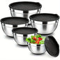 5pcs/set, Stainless Steel Mixing Bowl Set with Airtight Lids -  customized KHAN SHOP LLC 5pcs