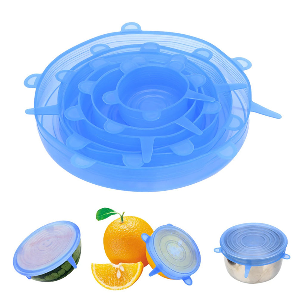 6/12pcs Silicone Stretch Lids for Food Bowls - Keep Your Food Fresh-silicone stretch lids KHAN SHOP LLC made in cookware