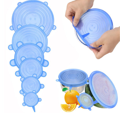 6/12pcs Silicone Stretch Lids for Food Bowls - Keep Your Food Fresh-silicone stretch lids KHAN SHOP LLC made in cookware