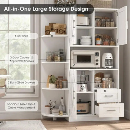 60.4" Kitchen Storage Cabinet, Freestanding Kitchen Shelves with Doors and Shelves KHAN SHOP LLC