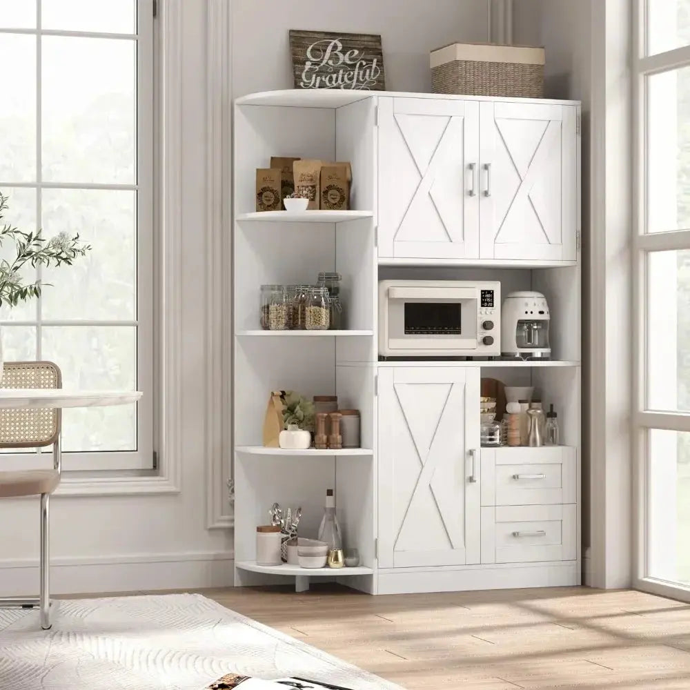 60.4" Kitchen Storage Cabinet, Freestanding Kitchen Shelves with Doors and Shelves KHAN SHOP LLC