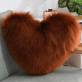 Throw Pillows Heart Shape Long Plush Fluffy Shaggy Cushion  Throw Pillows Coffee-Pillow-core-and-pillowcase The Khan Shop