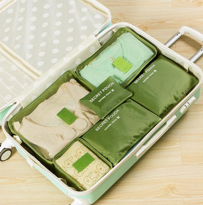 Durable Waterproof Nylon Packing Cube Travel Organizer Bag  Cosmetics Organizer Green The Khan Shop