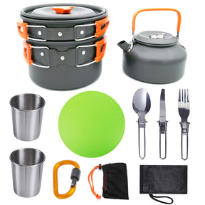 Outdoor Camping Cookware Travel Tableware Cutlery Utensils Hiking Picnic Camping Cookware Set  CookWare Orange-B The Khan Shop