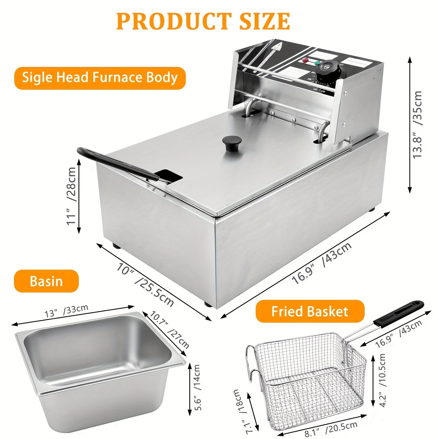 6L/12L Commercial Electric Deep Fryer, Stainless Steel Countertop Electric Fryers KHAN SHOP LLC made in cookware