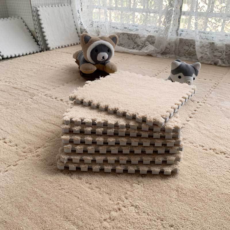 Large Area Room Cube Floor Mats Beside The Bed  Area Rugs LightBrown-30x30cm-thickened-12pieces The Khan Shop