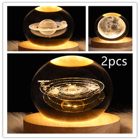 LED Night Light Galaxy Crystal Ball Table Lamp 3D Planet Moon Lamp The Khan Shop