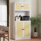 70.9"/71'' Kitchen Pantry Cabinet with Microwave Shelf, Rattan Freestanding Storage -  kitchen cabinets KHAN SHOP LLC C-White-United-States 484.89