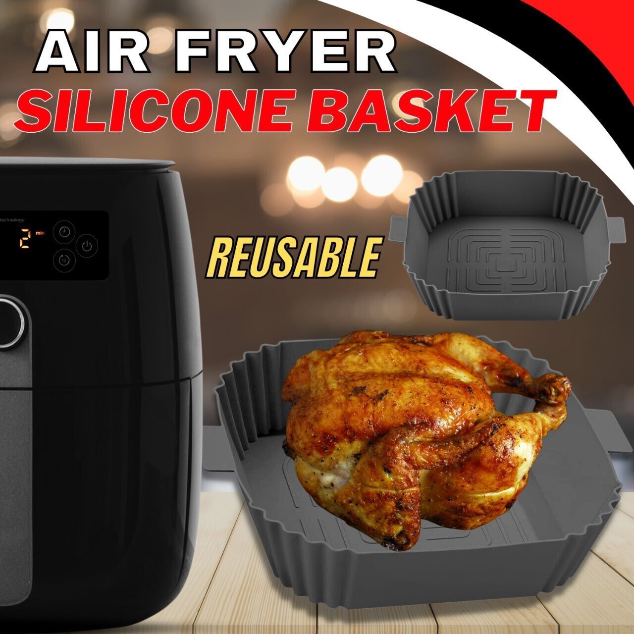 Air Fryer Silicone Pot Basket Liners Non-Stick Safe Oven  oven  The Khan Shop