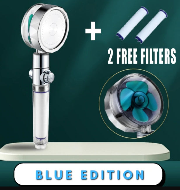 Shower Head Water Saving Flow 360 Degrees Rotating  Bathroom Accessories Adjustable-blue-set The Khan Shop