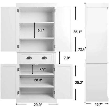 72" Kitchen Storage Cabinet with Drawer, Tall Kitchen Pantry Cabinet KHAN SHOP LLC