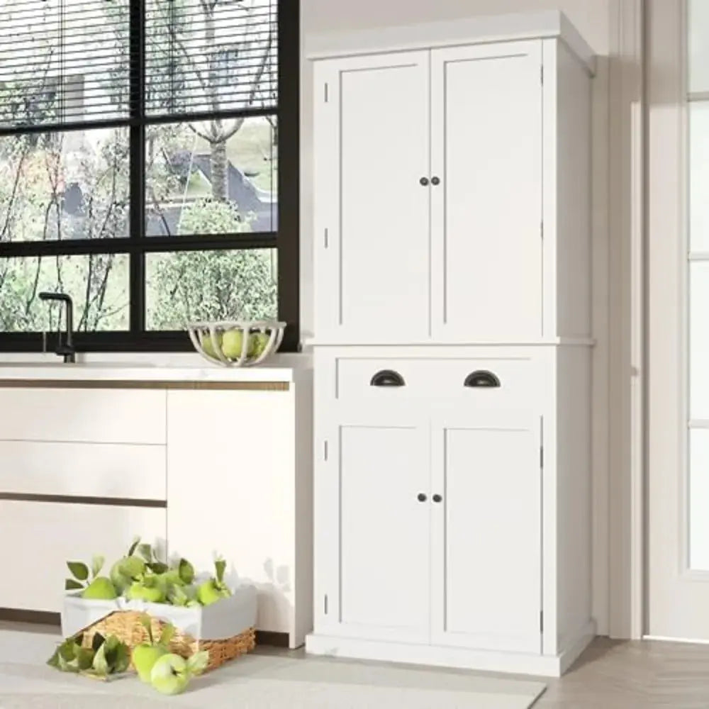 72" Kitchen Storage Cabinet with Drawer, Tall Kitchen Pantry Cabinet KHAN SHOP LLC