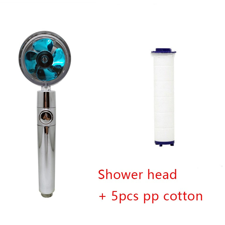 Shower Head Water Saving Flow 360 Degrees Rotating  Bathroom Accessories Blue-set The Khan Shop