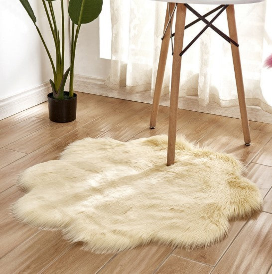 Artificial Woolen Carpet Rug Floral Shape Sheepskin Hairy Carpet The Khan Shop