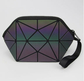 Fashion Geometric Cosmetic Bag For Women Ladies Zipper Bag  Cosmetics Organizer Luminous The Khan Shop
