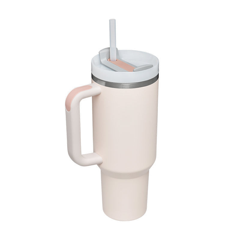 40 Oz Tumbler With Handle Straw Insulated, Stainless Steel  Sipper & Bottle Rose-quartz-1200ML-2PCS The Khan Shop