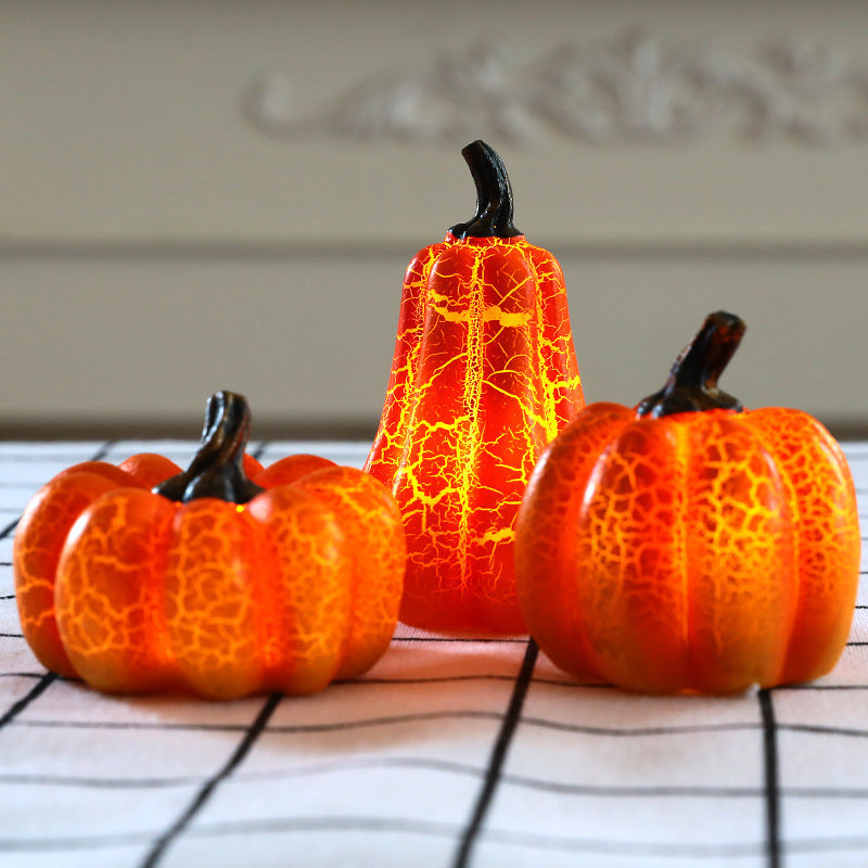 New Halloween Pumpkin Lantern Simulation Pumpkin LED Candle Lamp Resin Luminous Pumpkin The Khan Shop