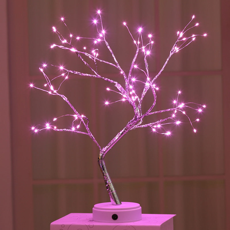 LED USB Fire Tree Light Copper Wire Table Lamps Night Light  Table Lamps Pink-108-lights-2pcs The Khan Shop