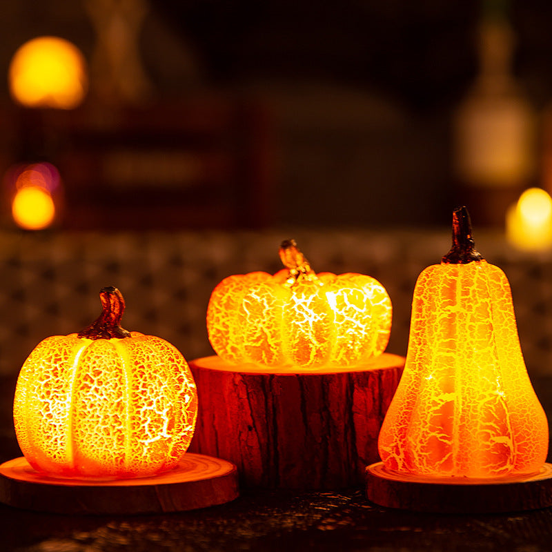 New Halloween Pumpkin Lantern Simulation Pumpkin LED Candle Lamp Resin Luminous Pumpkin The Khan Shop