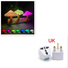 LED Night Light Mushroom Wall Socket Lamp  Wall Decoration Mushroom-UK-Colorful The Khan Shop