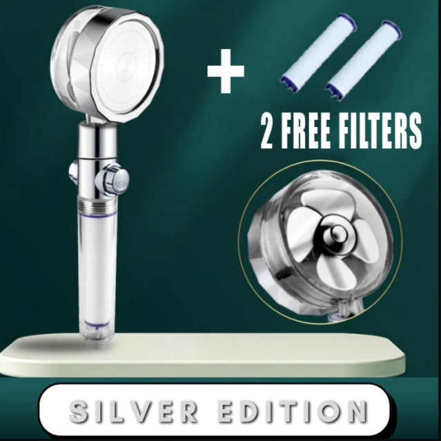 Shower Head Water Saving Flow 360 Degrees Rotating  Bathroom Accessories Adjustable-silver-set The Khan Shop