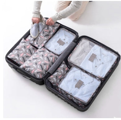 Durable Waterproof Nylon Packing Cube Travel Organizer Bag  Cosmetics Organizer Colored-feather The Khan Shop