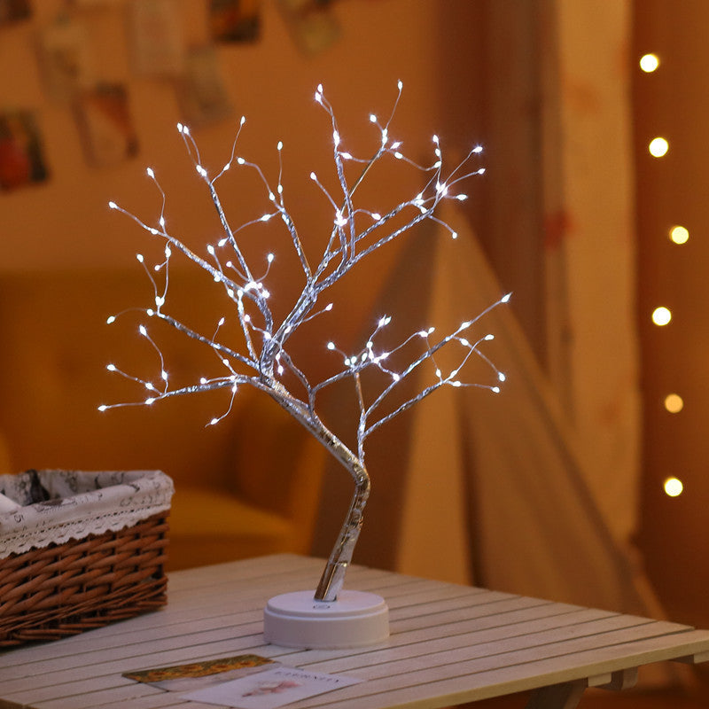 LED USB Fire Tree Light Copper Wire Table Lamps Night Light  Table Lamps White-108-lights-2pcs The Khan Shop