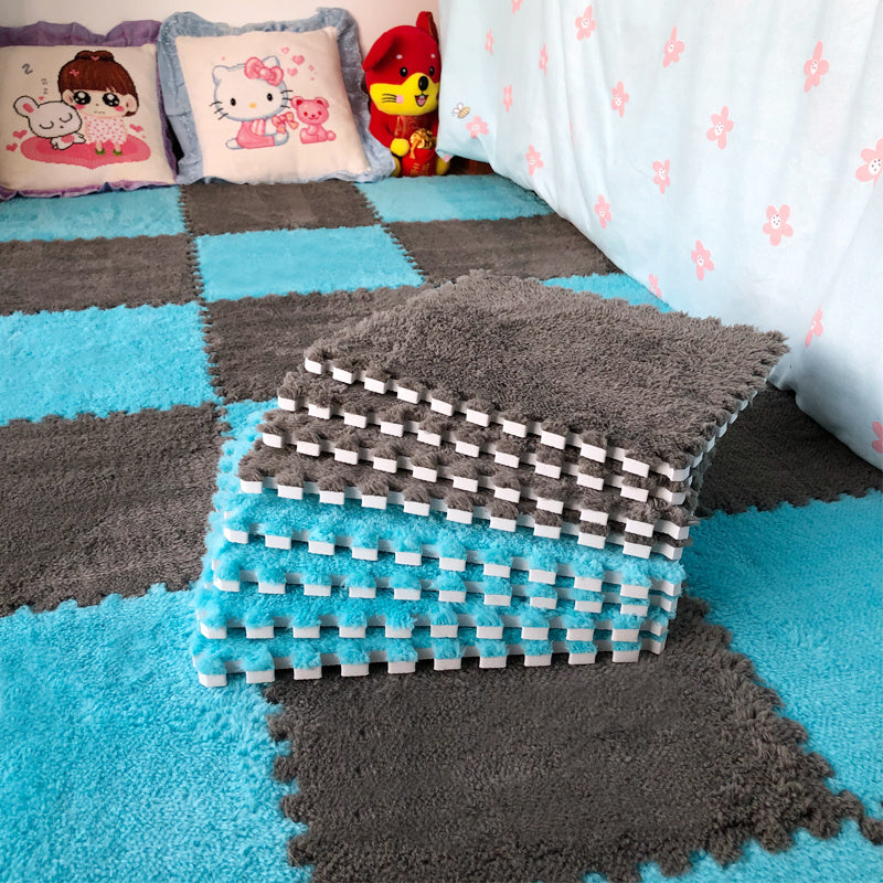Large Area Room Cube Floor Mats Beside The Bed  Area Rugs Bluegrey-30x30cm-thickened-12pieces The Khan Shop
