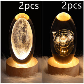 LED Night Light Galaxy Crystal Ball Table Lamp 3D Planet Moon Lamp The Khan Shop