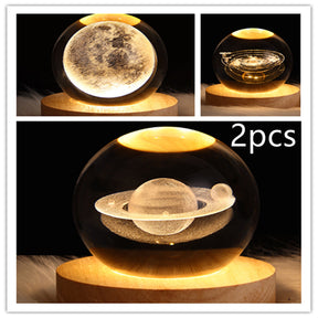 LED Night Light Galaxy Crystal Ball Table Lamp 3D Planet Moon Lamp The Khan Shop