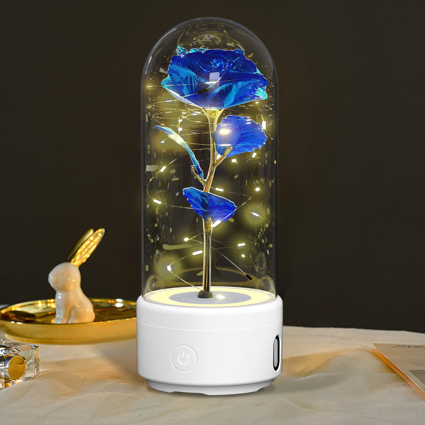 Creative 2 In 1 Rose Flowers LED Light And Bluetooth Speaker Valentine's Day The Khan Shop